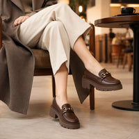Mocassin Femme À Talon À Plateforme Épais - porté