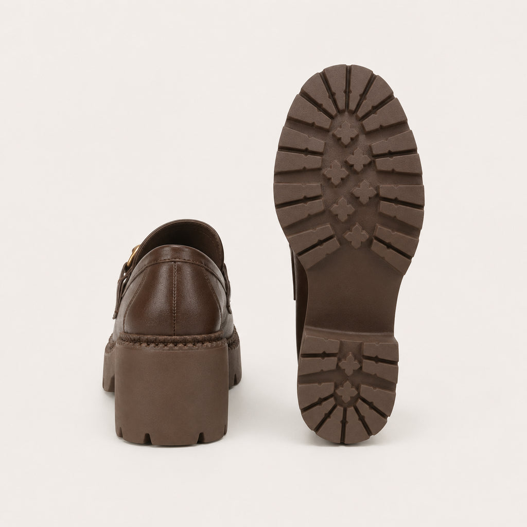Mocassin Femme À Talon À Plateforme Épais - vue de la semelle