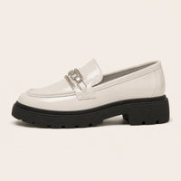 Mocassin Femme Beige À Plateforme Avec Chaîne - vue de côté