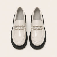 Mocassin Femme Beige À Plateforme Avec Chaîne - vue du dessus