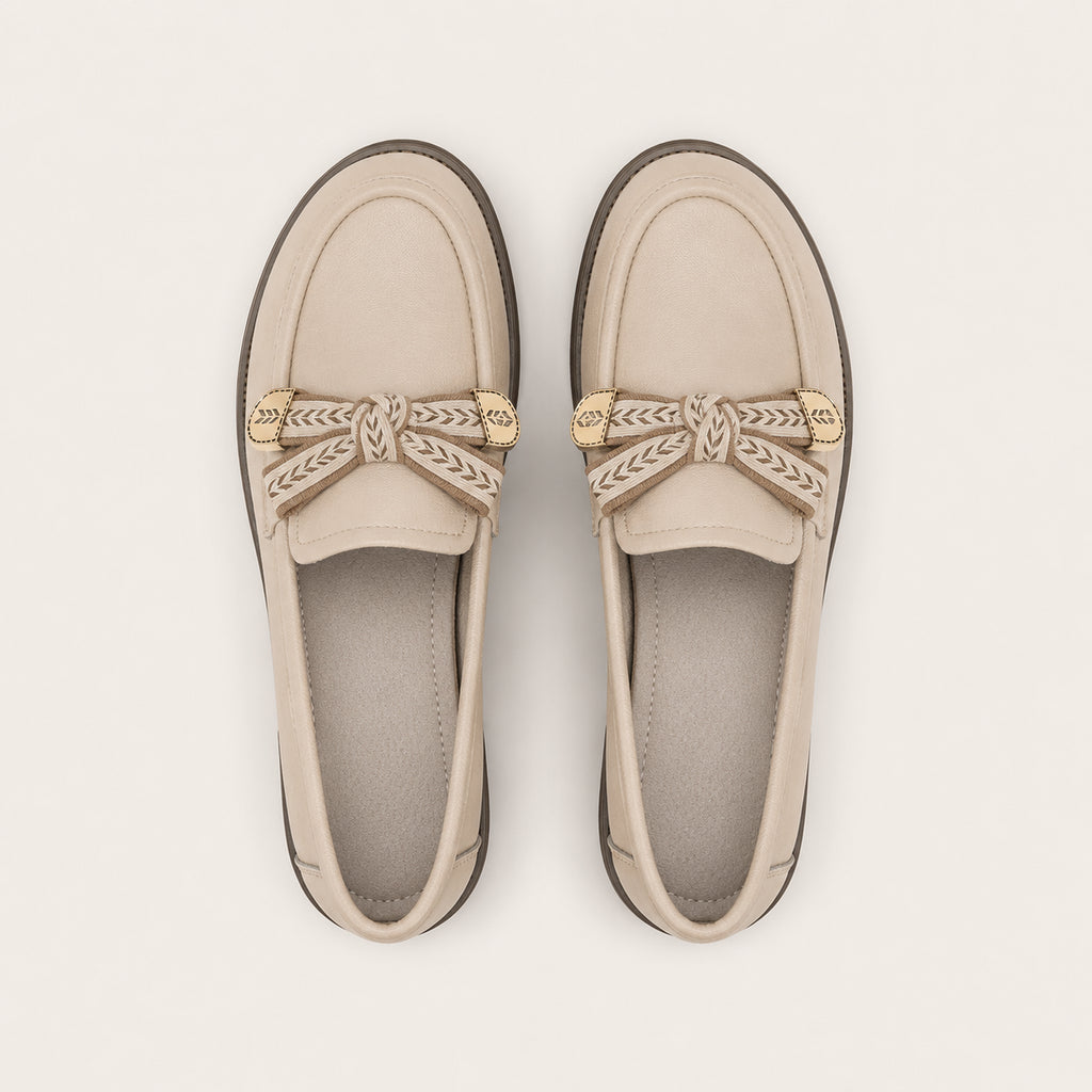 Mocassin Femme Caoutchouc Beige - vue du dessus