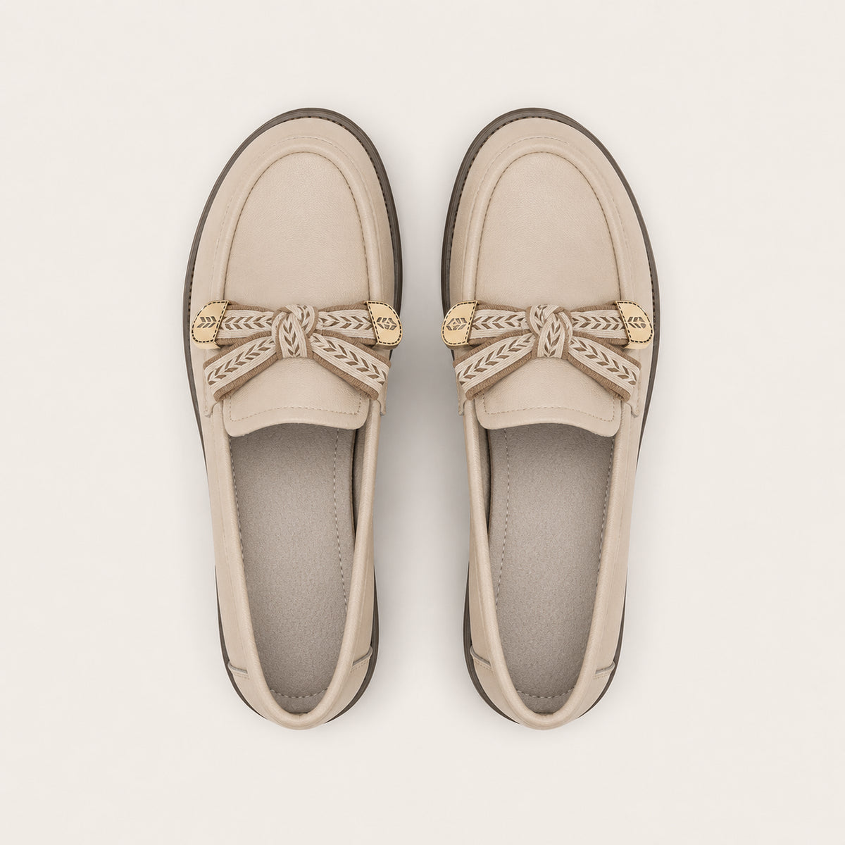 Mocassin Femme Caoutchouc Beige - vue du dessus