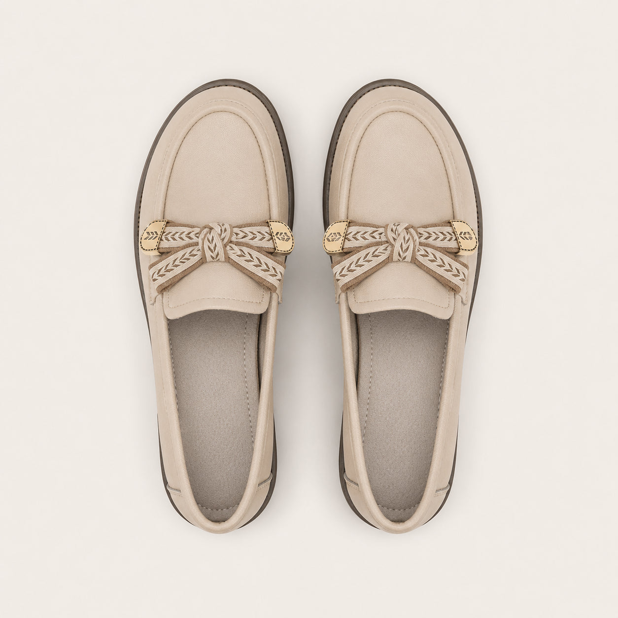 Mocassin Femme Caoutchouc Beige - vue du dessus