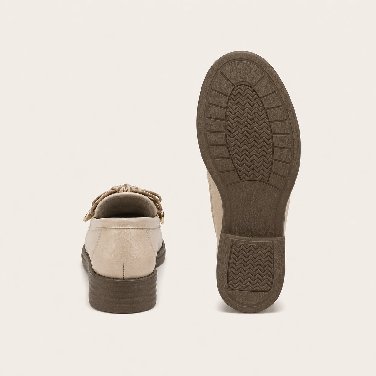 Mocassin Femme Caoutchouc Beige - vue de la semelle