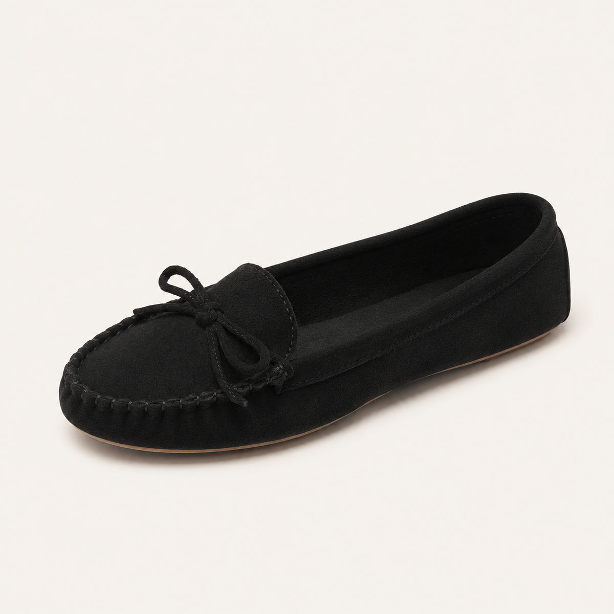 Mocassin Femme En Suédine Plats - vue 3/4