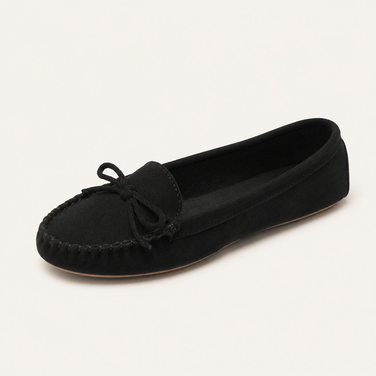 Mocassin Femme En Suédine Plats - vue 3/4