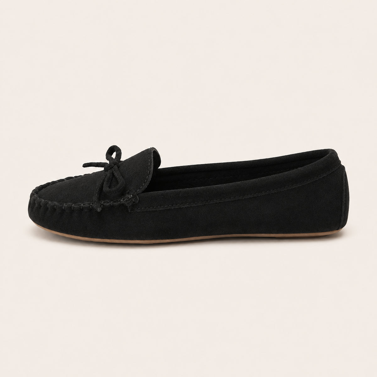 Mocassin Femme En Suédine Plats - vue de côté