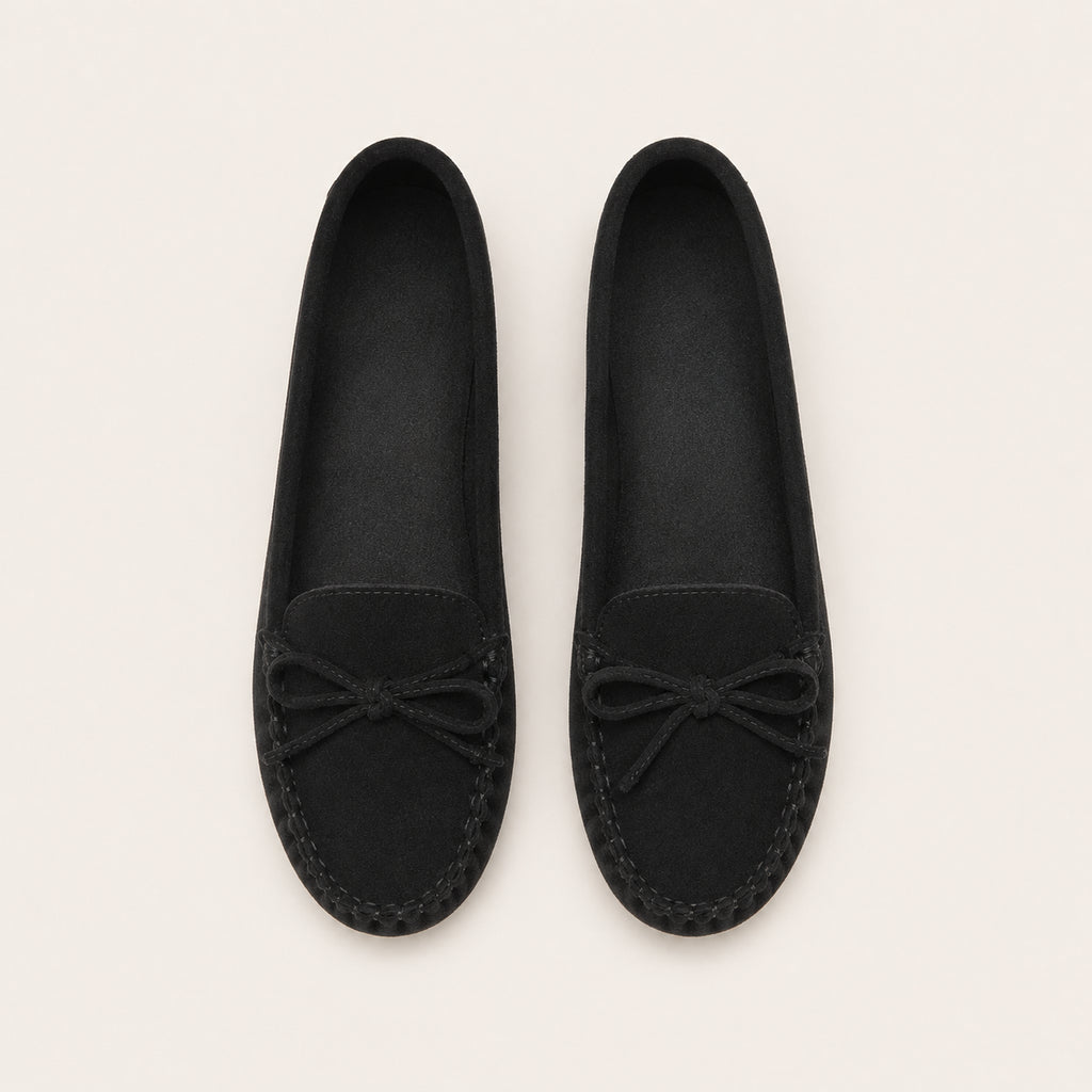Mocassin Femme En Suédine Plats - vue du dessus