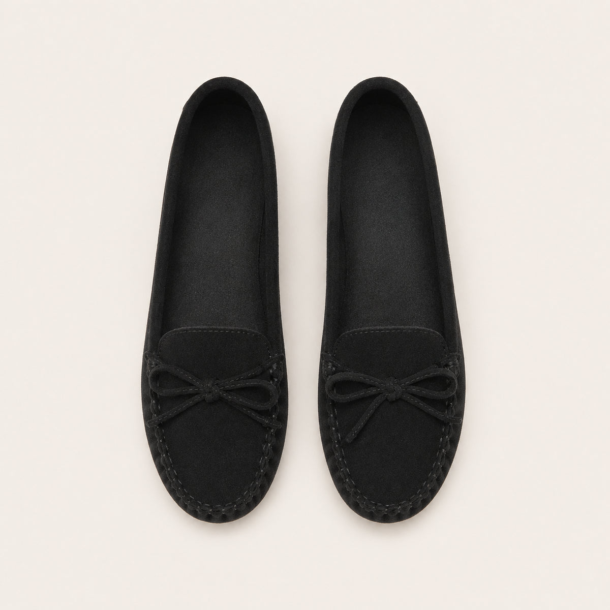 Mocassin Femme En Suédine Plats - vue du dessus