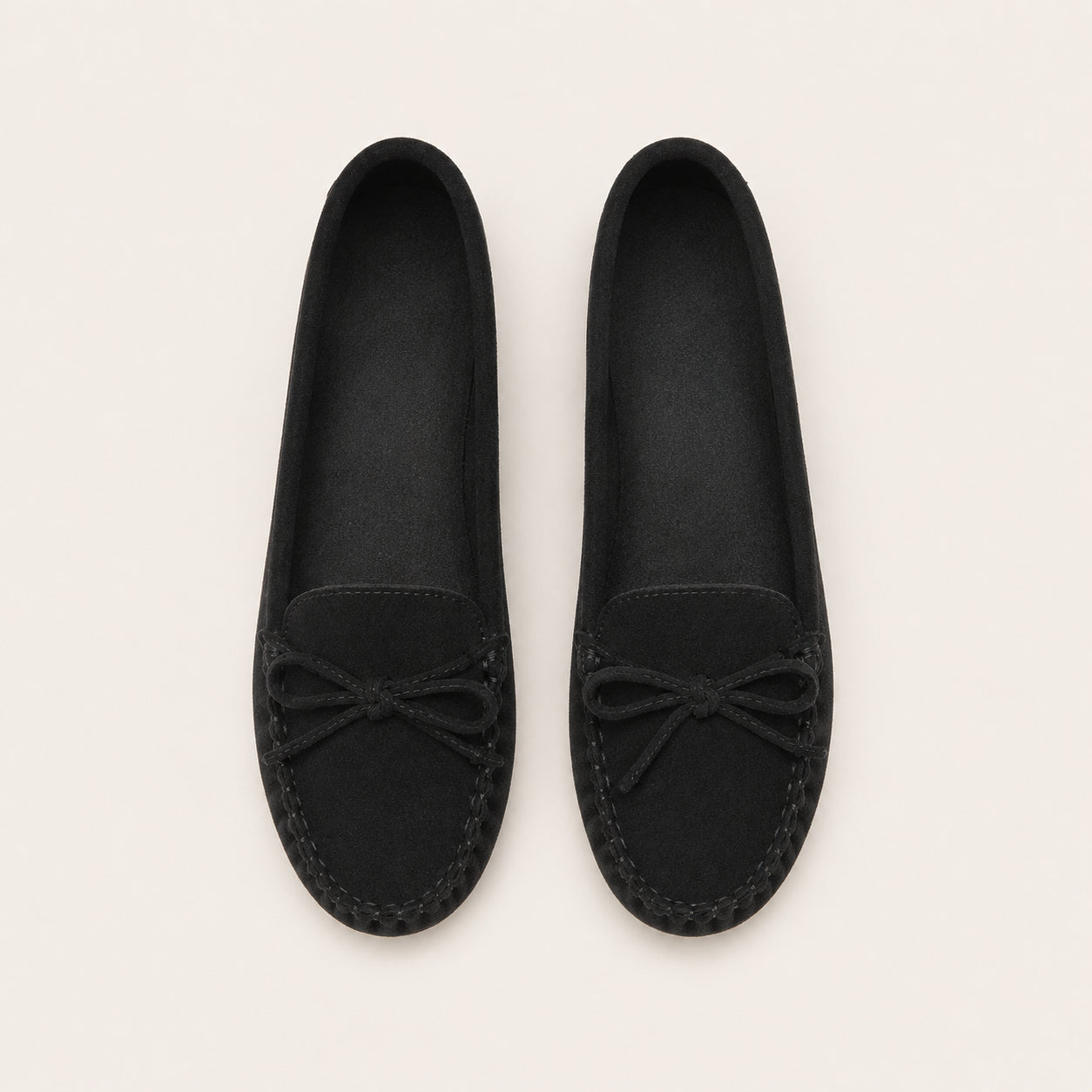 Mocassin Femme En Suédine Plats - vue du dessus