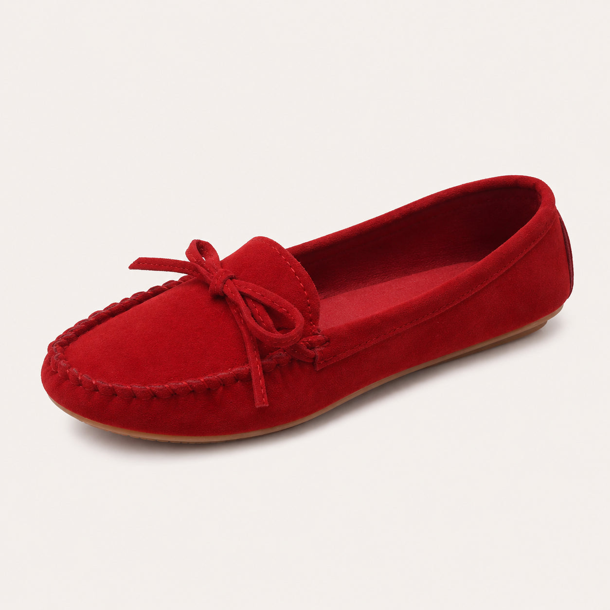 Mocassin Femme En Suédine Rouges - vue 3/4
