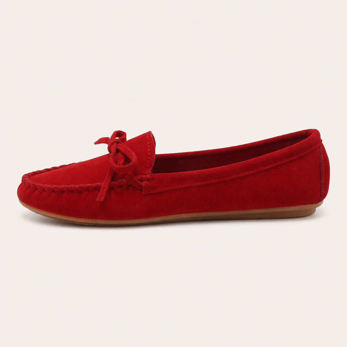 Mocassin Femme En Suédine Rouges - vue de côté