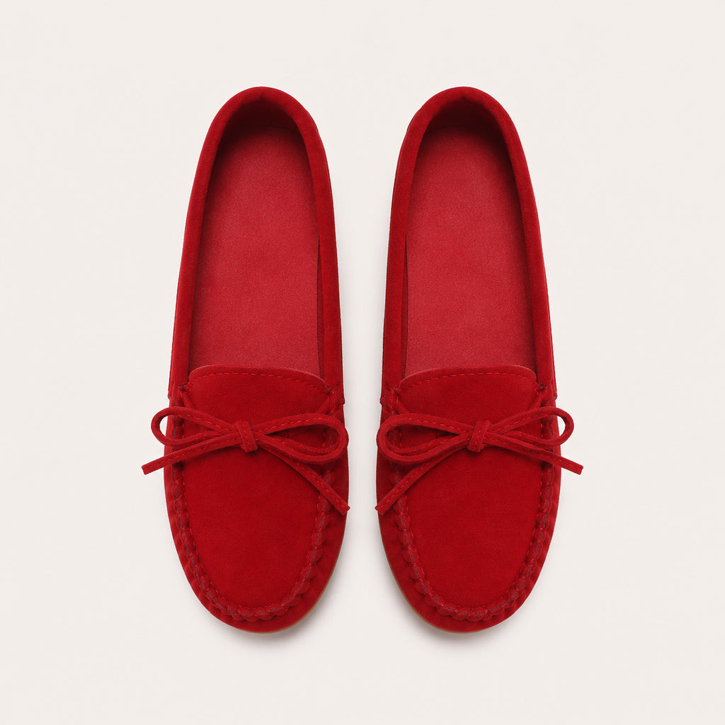 Mocassin Femme En Suédine Rouges - vue du dessus
