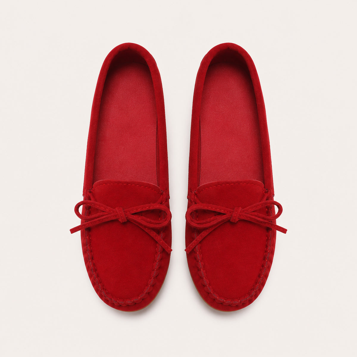 Mocassin Femme En Suédine Rouges - vue du dessus