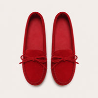 Mocassin Femme En Suédine Rouges - vue du dessus