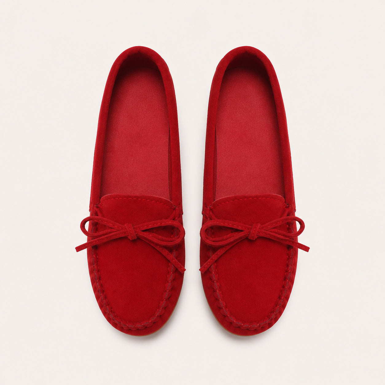 Mocassin Femme En Suédine Rouges - vue du dessus