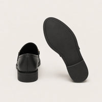 Mocassin Femme Noir En Cuir À Boucle - vue de la semelle