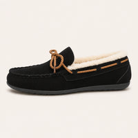 Mocassin Femme Noir Fourrés D'Hiver - vue de côté