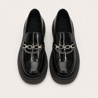 Mocassin Femme Vernis À Plateforme Avec Chaîne Métallique - vue du dessus