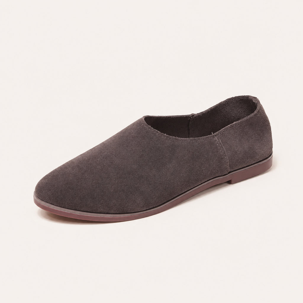 Mocassin Fin Femme En Croûte De Cuir À Bout Pointu - vue 3/4