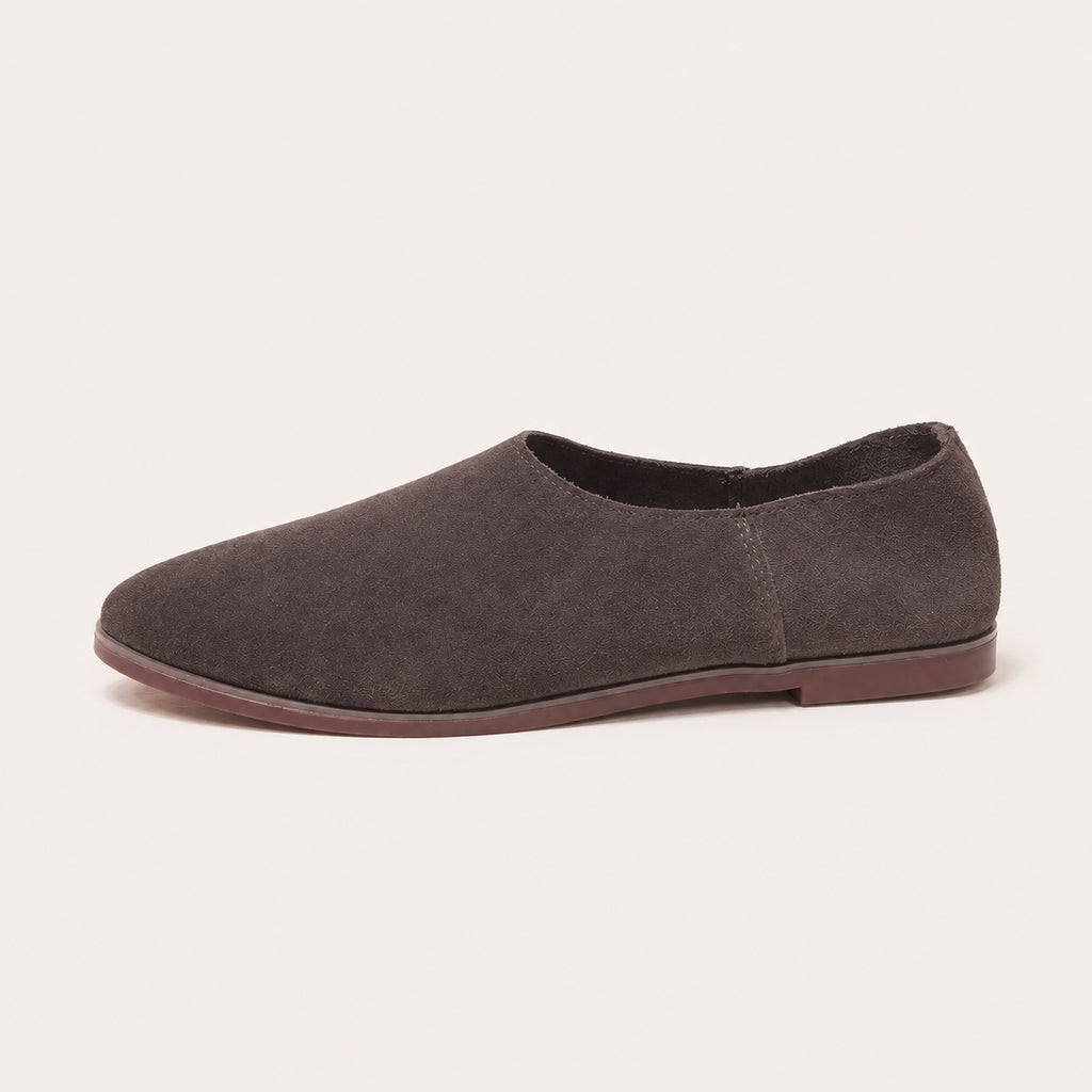 Mocassin Fin Femme En Croûte De Cuir À Bout Pointu - vue de côté