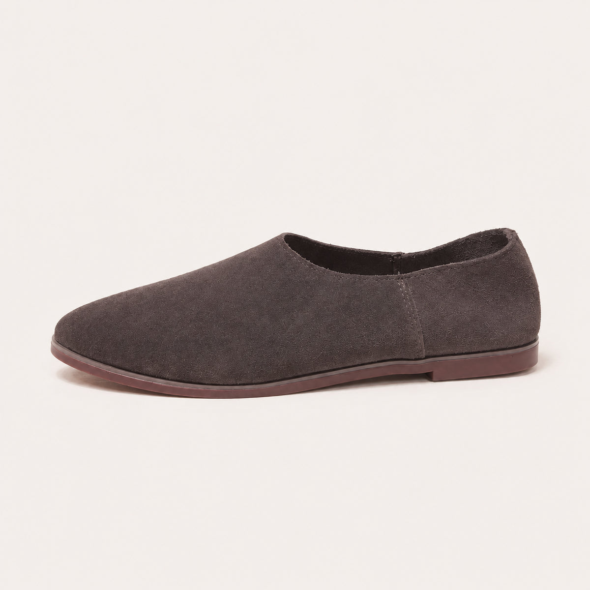 Mocassin Fin Femme En Croûte De Cuir À Bout Pointu - vue de côté