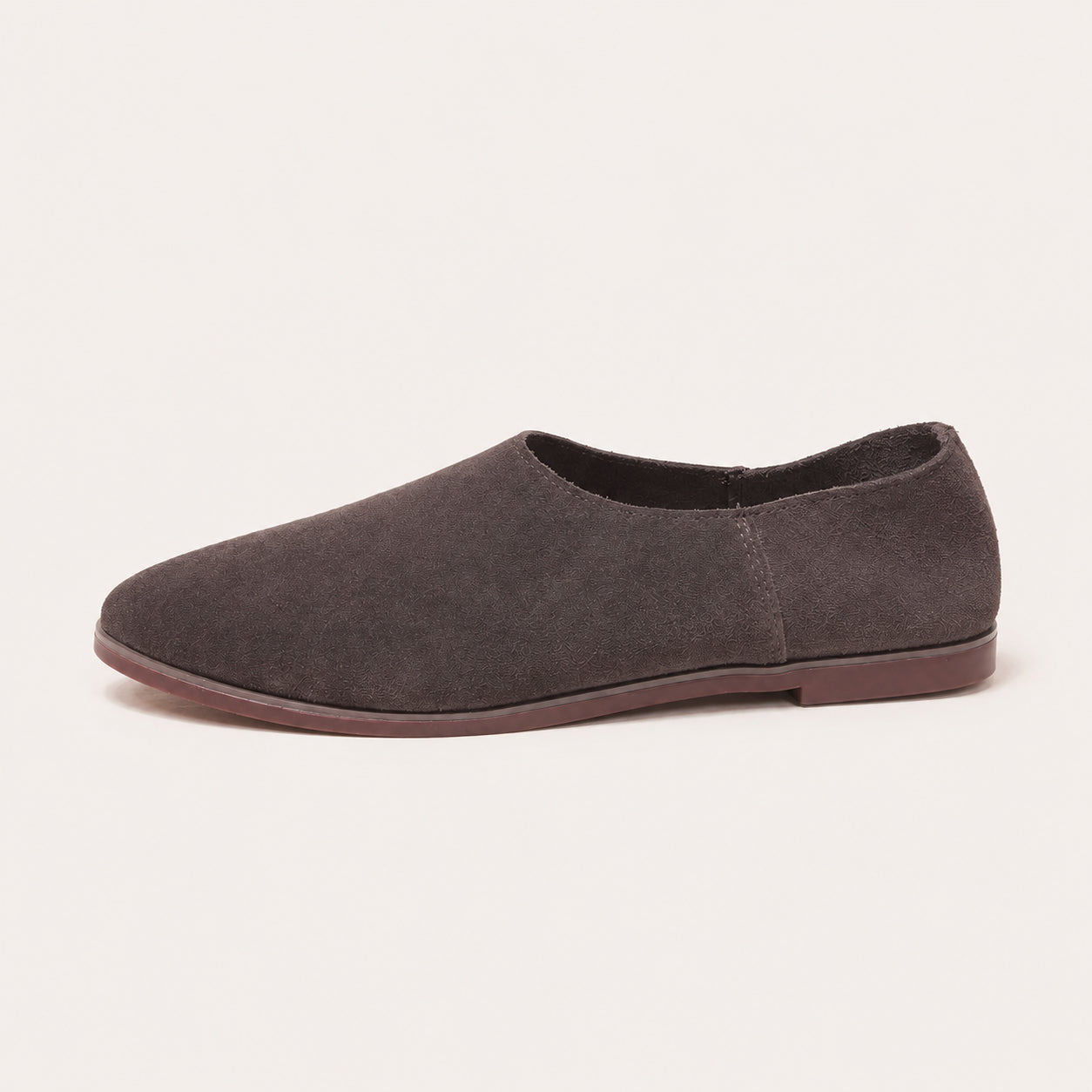 Mocassin Fin Femme En Croûte De Cuir À Bout Pointu - vue de côté