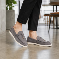 Mocassin Gland Homme En Suédine Gris - porté