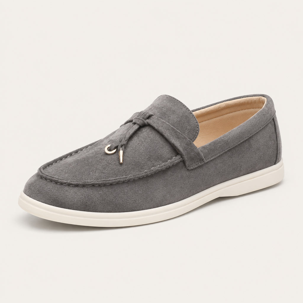 Mocassin Gland Homme En Suédine Gris - vue 3/4