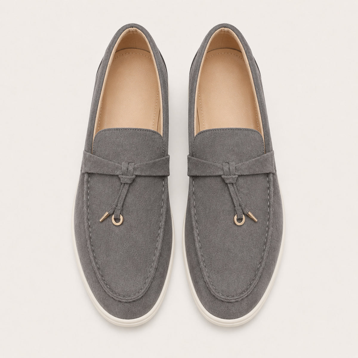 Mocassin Gland Homme En Suédine Gris - vue du dessus