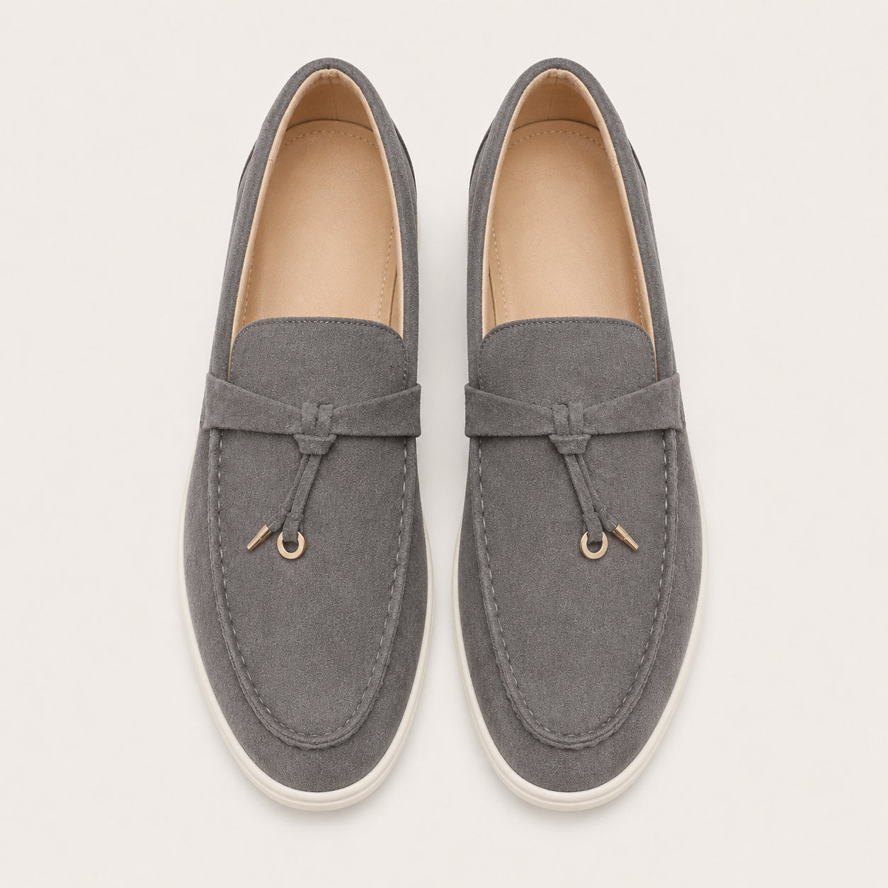 Mocassin Gland Homme En Suédine Gris - vue du dessus
