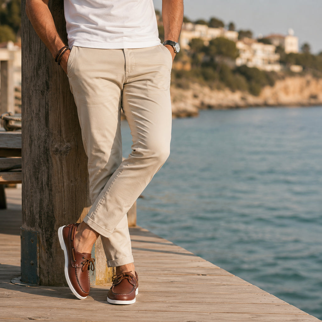 Mocassin Homme Bateau Marron - porté