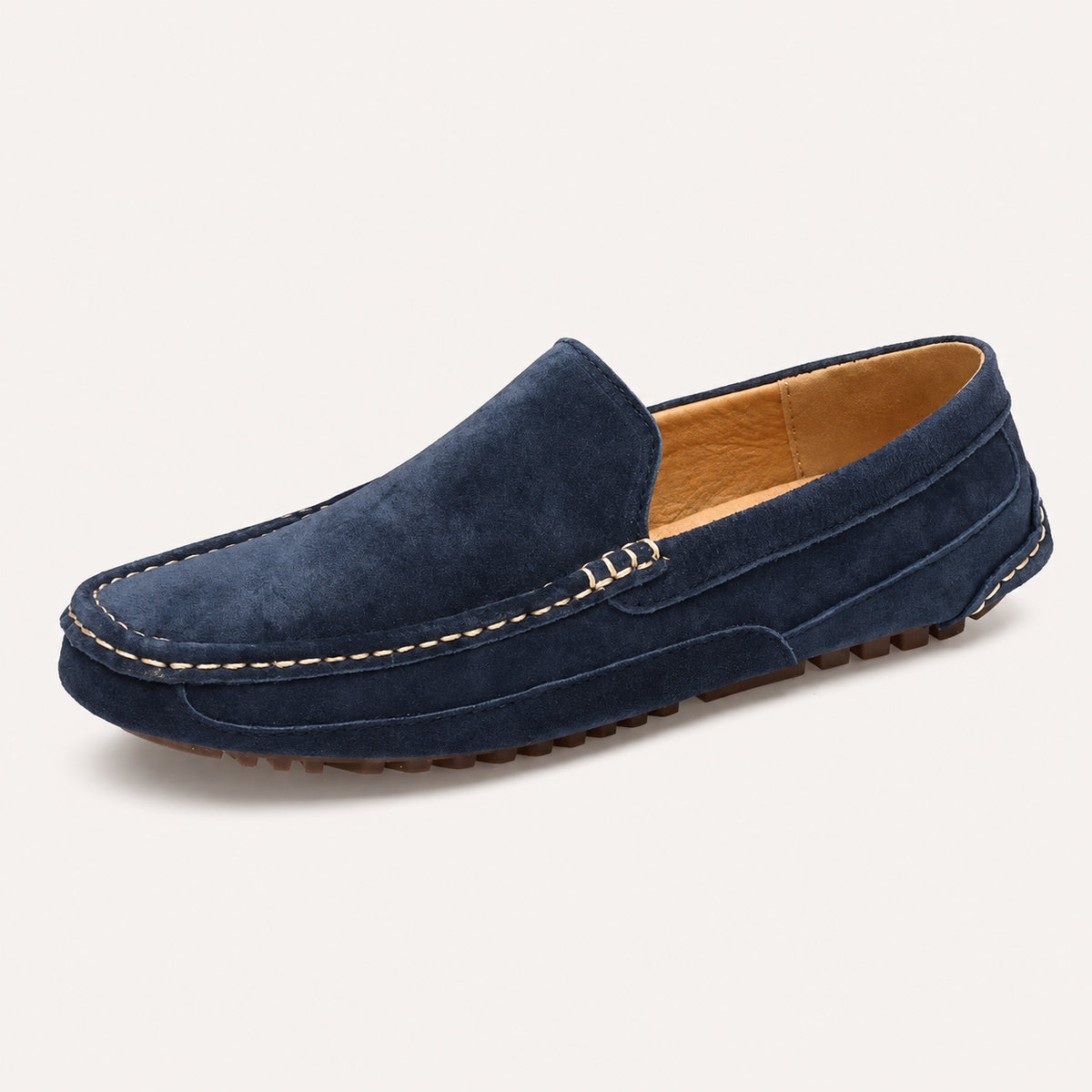 Mocassin Homme Bleu Marine En Daim - vue 3/4