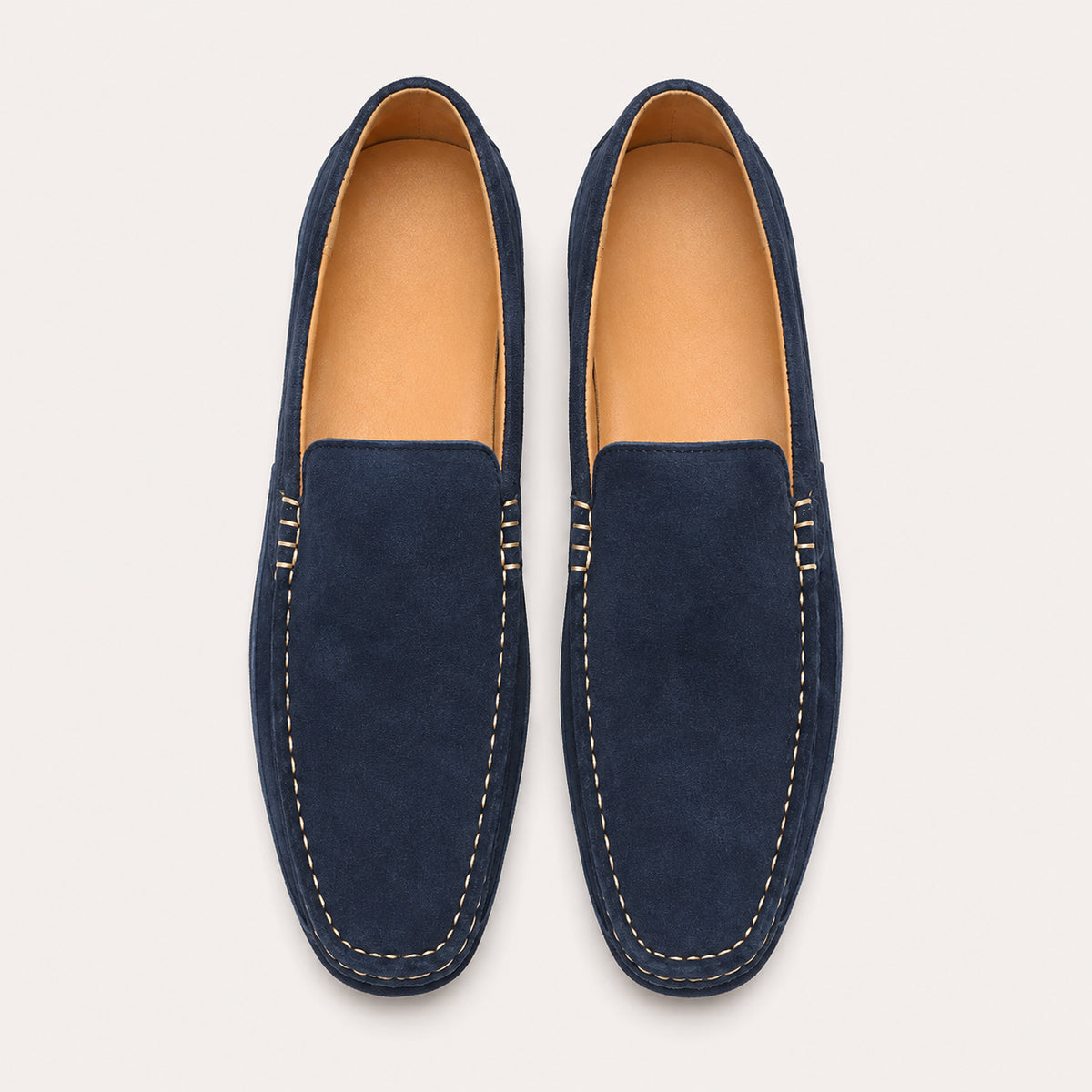 Mocassin Homme Bleu Marine En Daim - vue du dessus