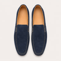 Mocassin Homme Bleu Marine En Daim - vue du dessus