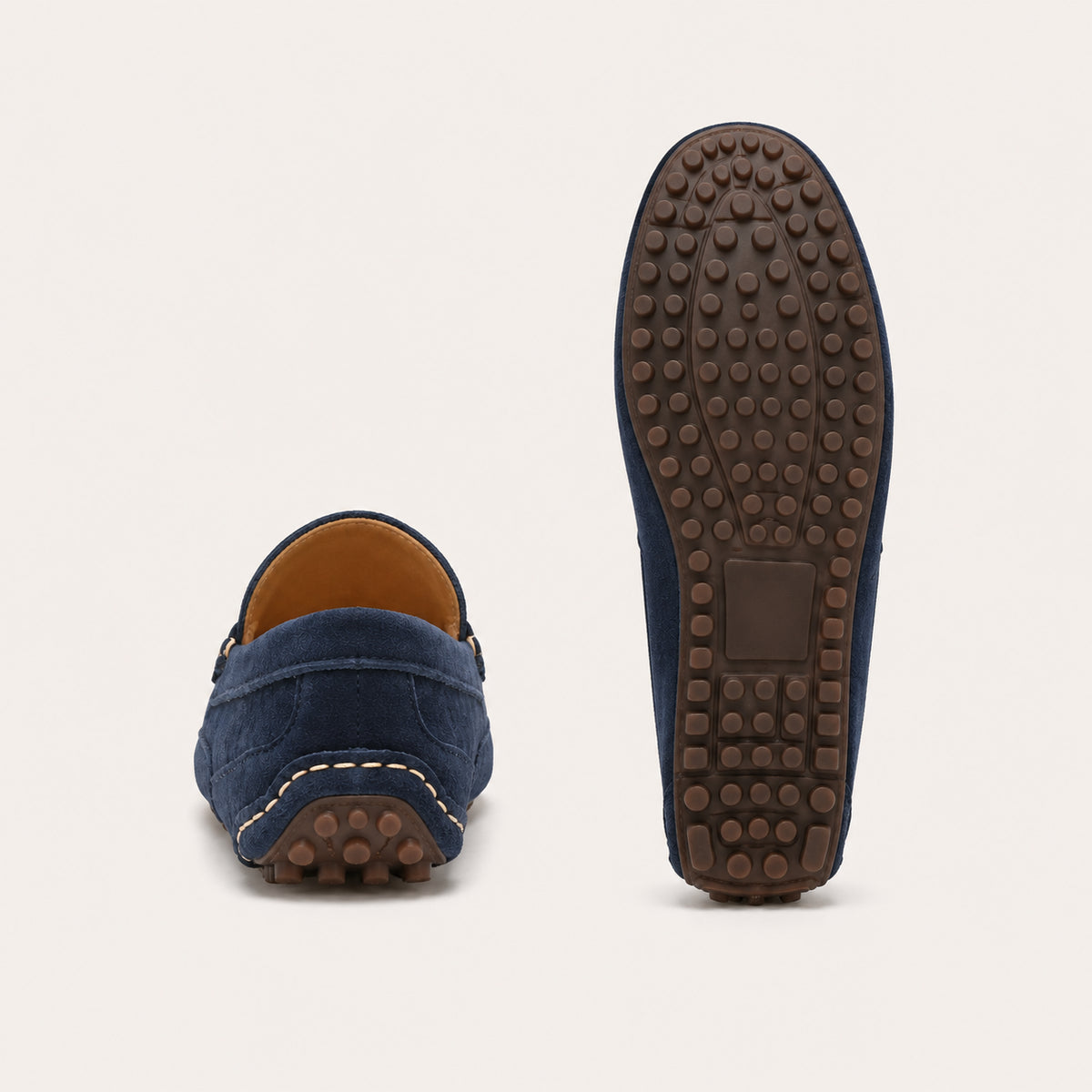 Mocassin Homme Bleu Marine En Daim - vue de la semelle