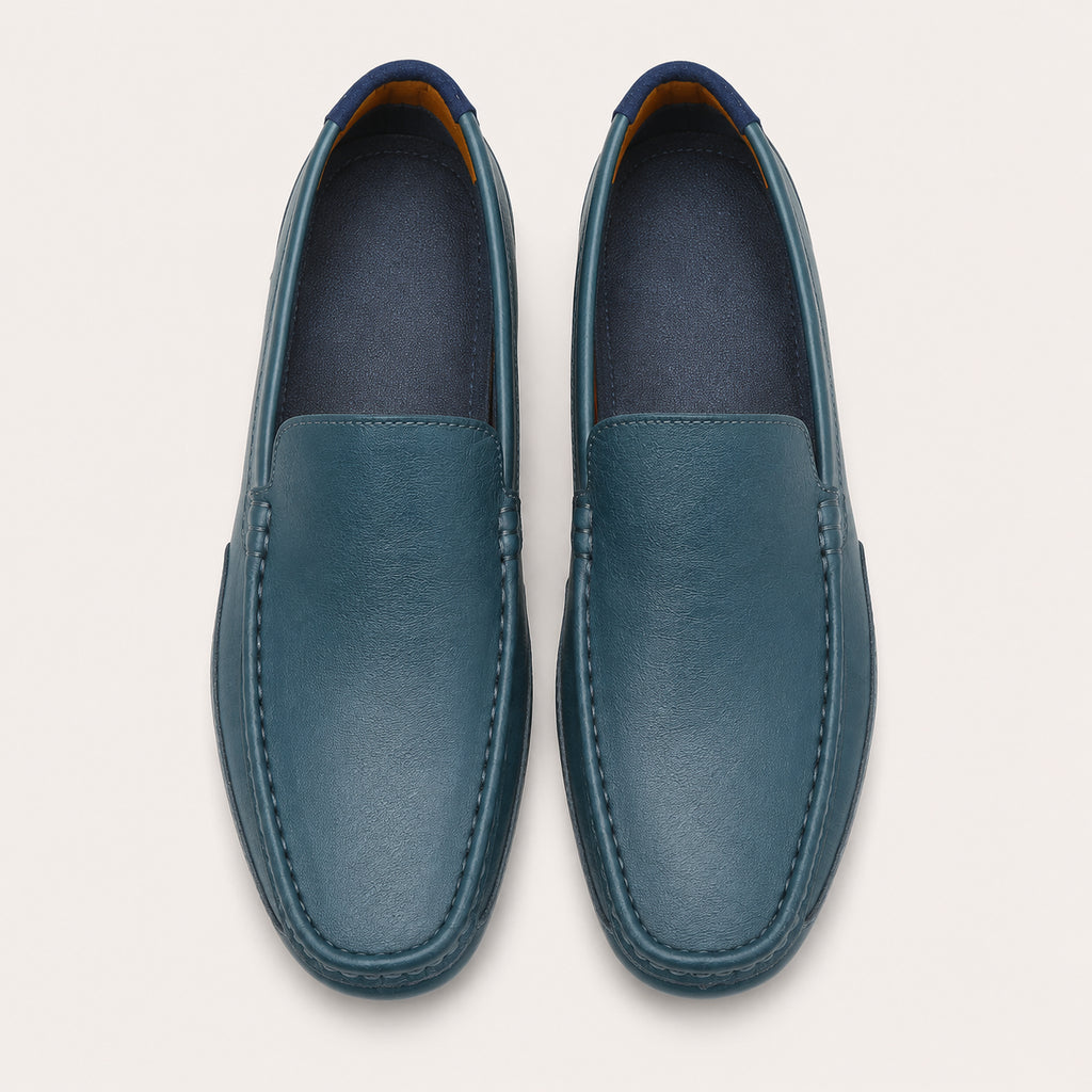 Mocassin Homme Cuir Bleu - vue du dessus