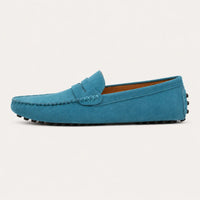 Mocassin Homme En Daim Bleu - vue de côté