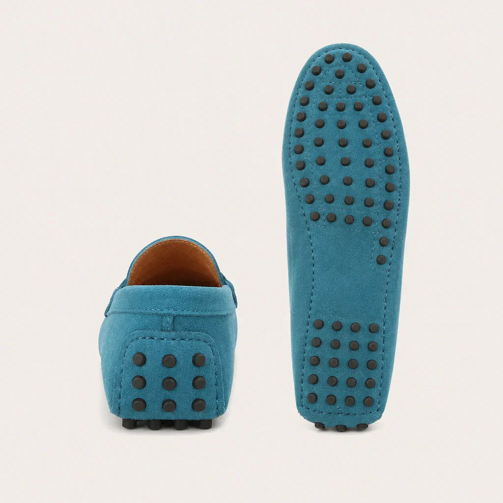 Mocassin Homme En Daim Bleu - vue de la semelle