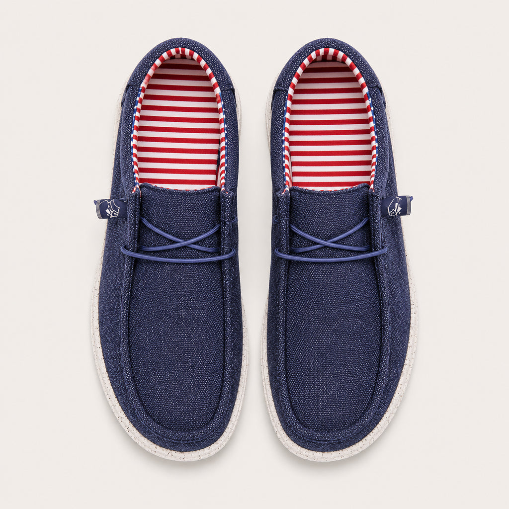 Mocassin Homme En Toile Bleu - vue 3/4