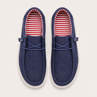 Mocassin Homme En Toile Bleu - vue 3/4