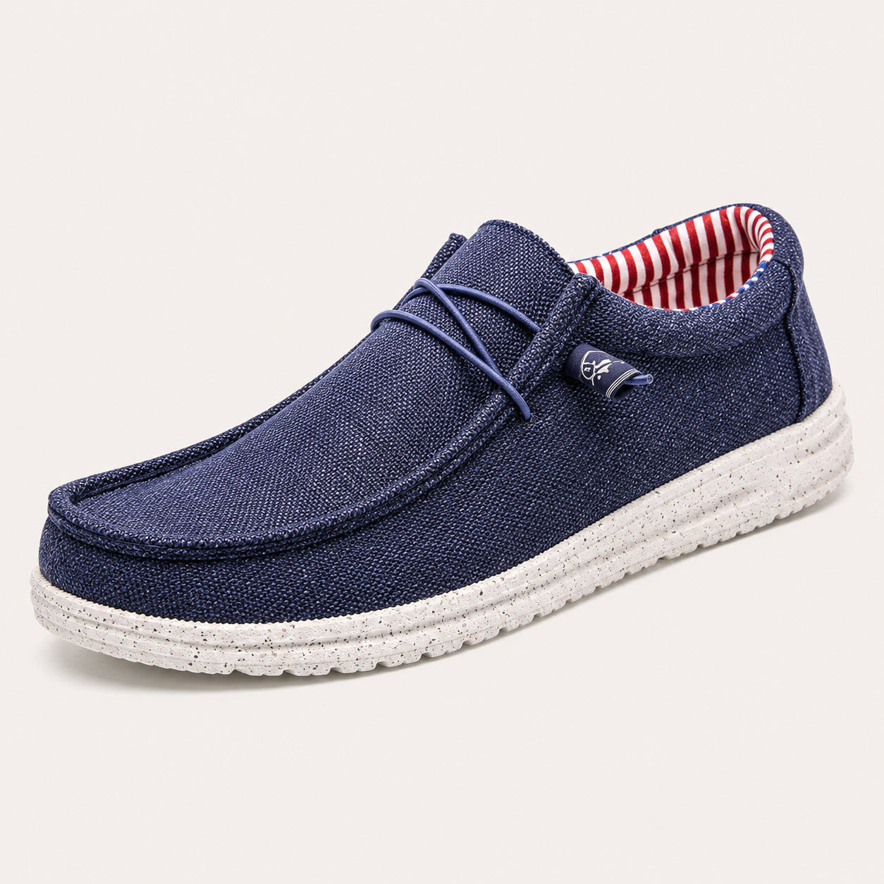 Mocassin Homme En Toile Bleu - vue 3/4