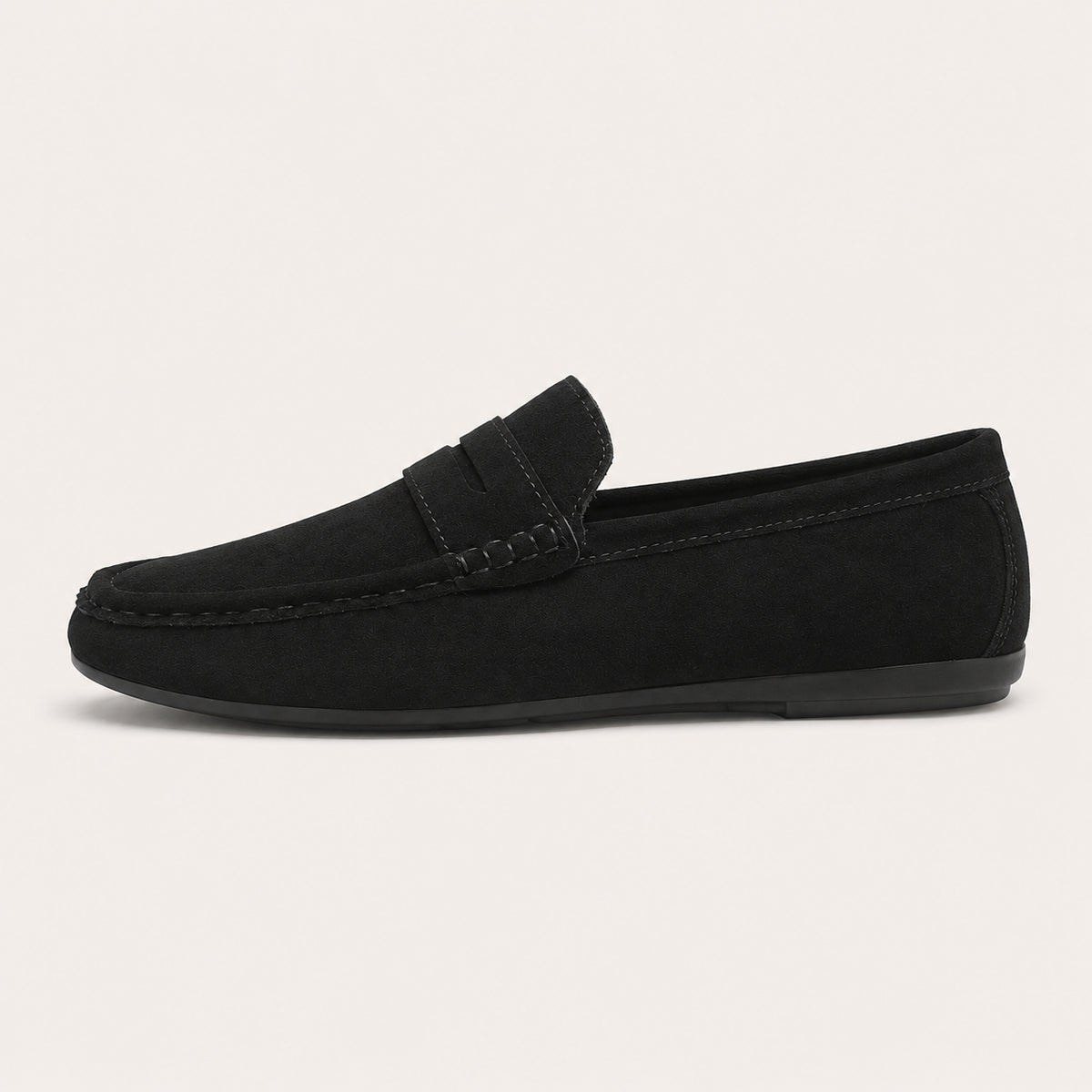 Mocassin Homme Été En Suédine Noir - vue 3/4