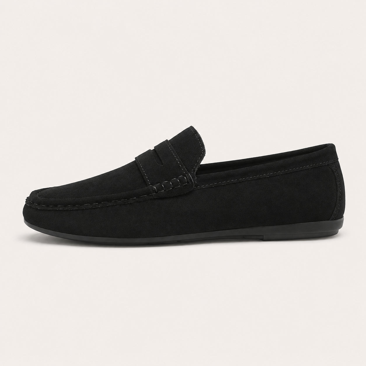 Mocassin Homme Été En Suédine Noir - vue 3/4