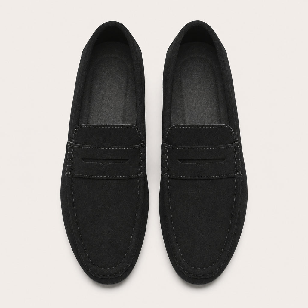 Mocassin Homme Été En Suédine Noir - vue 3/4