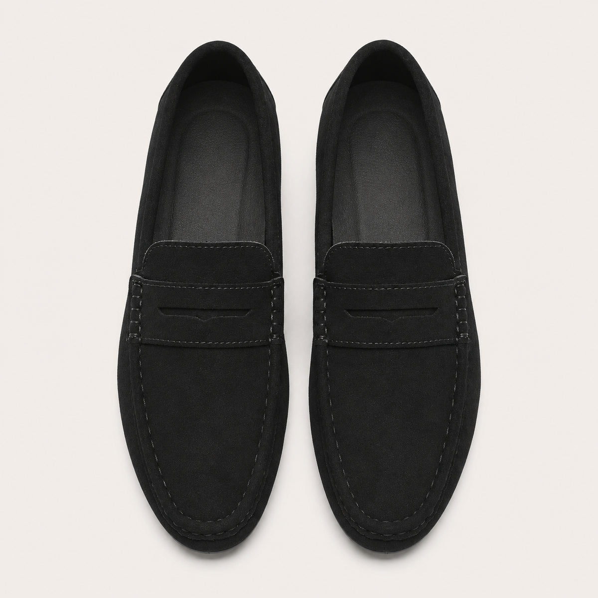 Mocassin Homme Été En Suédine Noir - vue 3/4