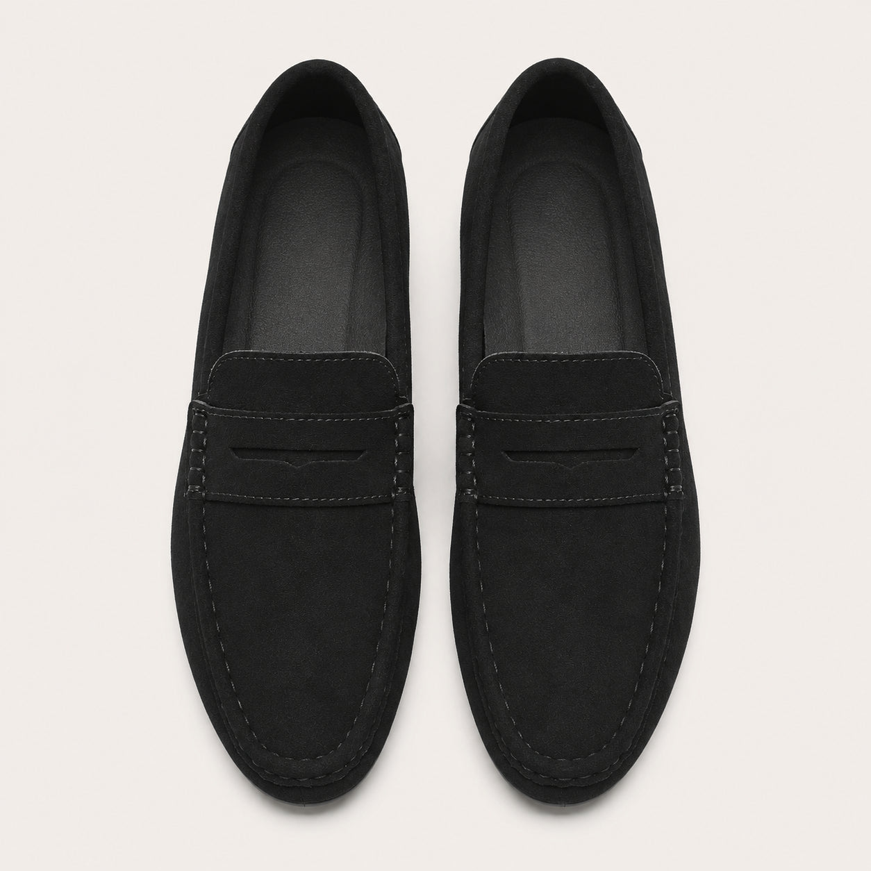 Mocassin Homme Été En Suédine Noir - vue 3/4