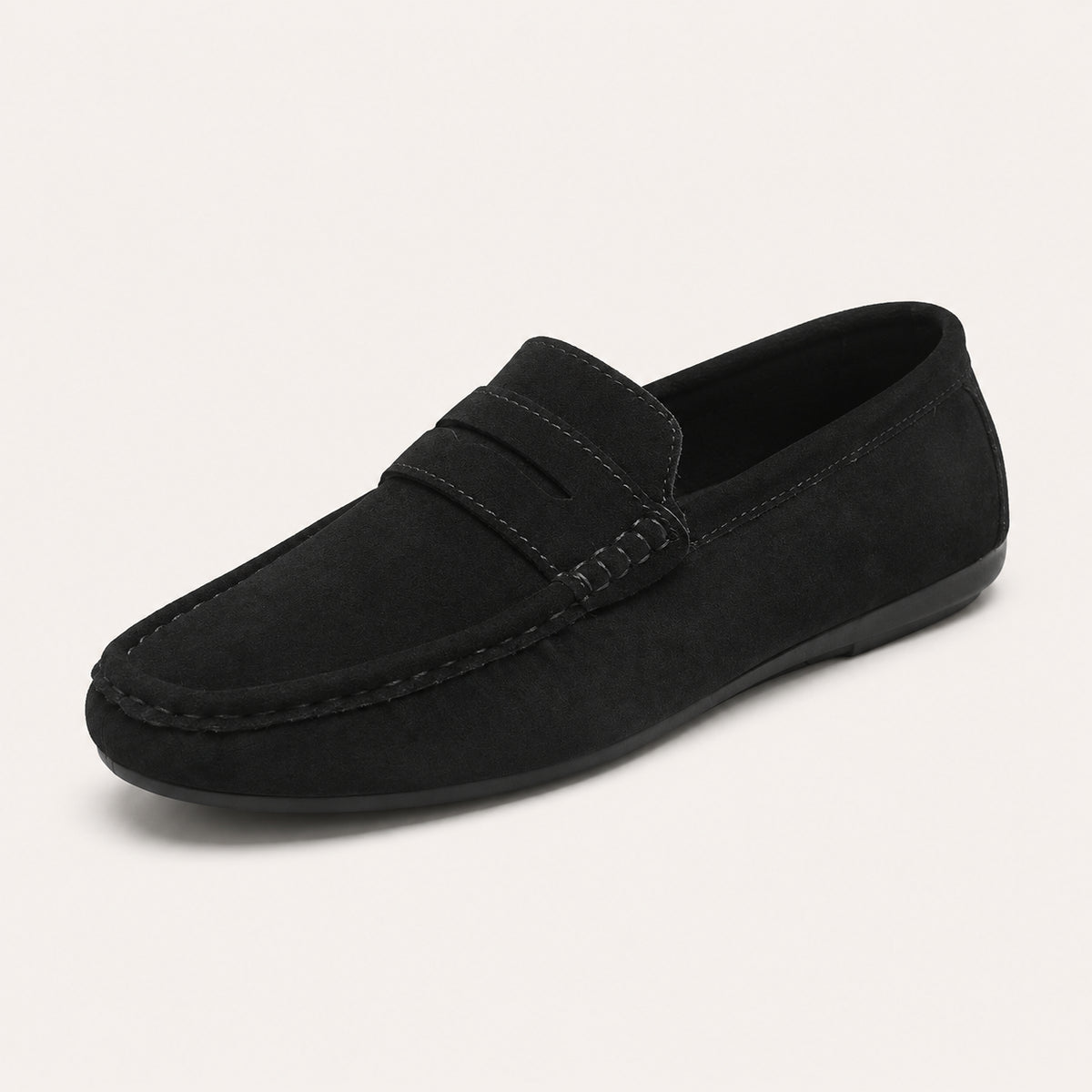Mocassin Homme Été En Suédine Noir - vue 3/4