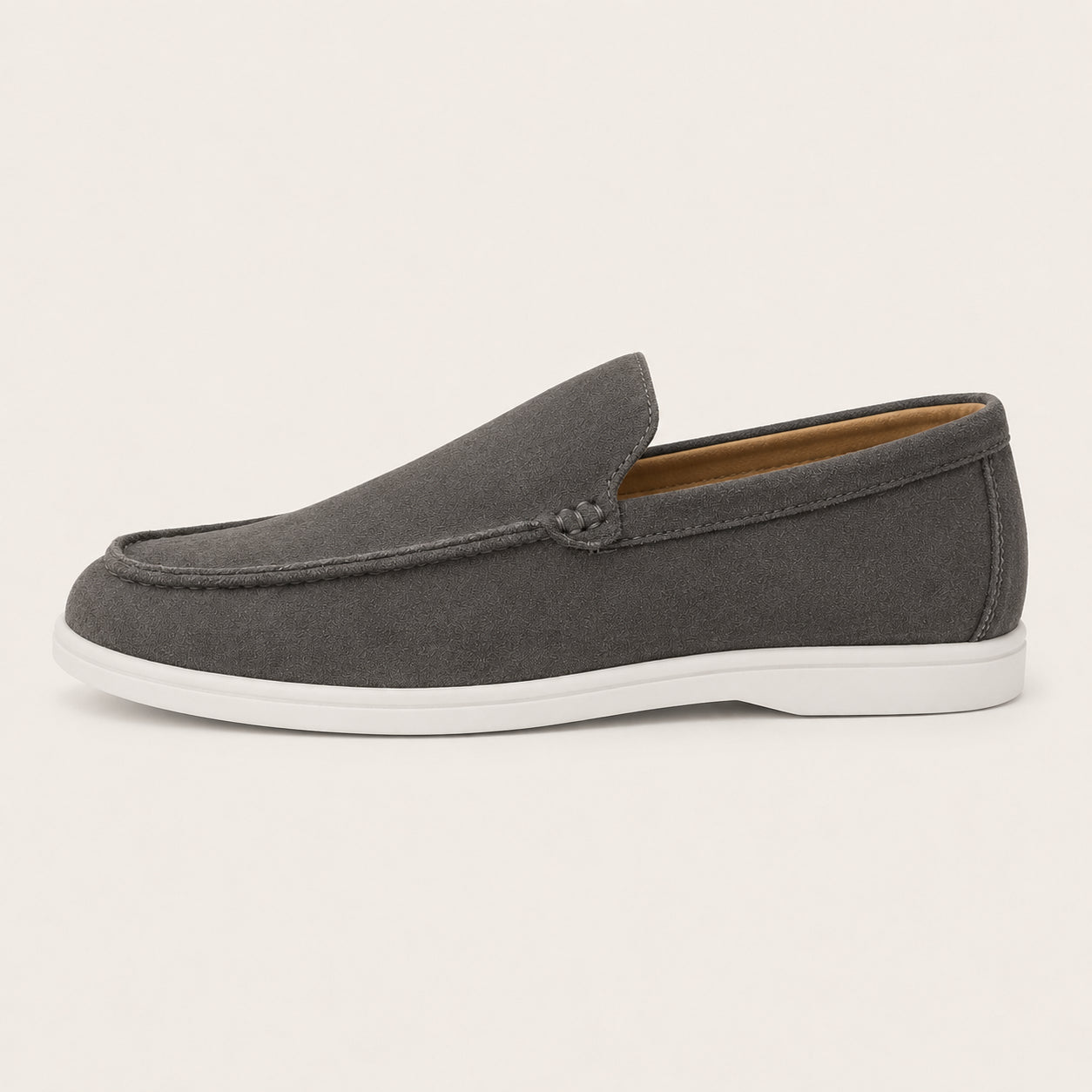 Mocassin Homme Gris Suède - vue de côté