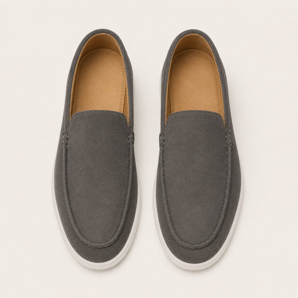 Mocassin Homme Gris Suède - vue du dessus